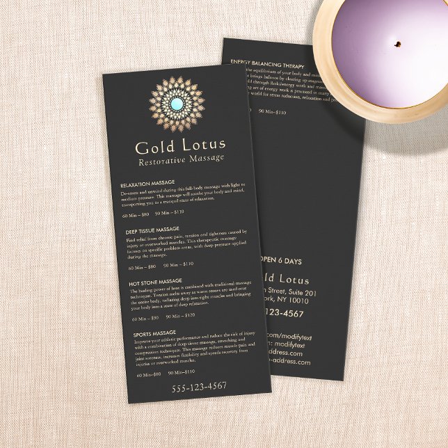 Gold Lotus Massage Therapist Price List Menu (Creator Uploaded)