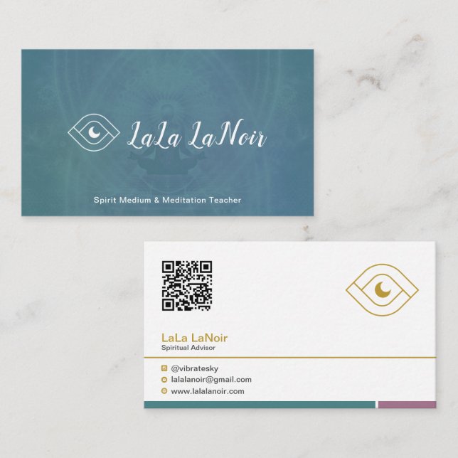 Gold Lotus Spirit Medium & Meditation Teacher Business Card (Front/Back)