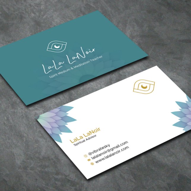 Gold Lotus Spirit Medium & Meditation Teacher Business Card (Creator Uploaded)