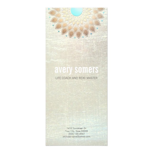 Gold Lotus Yoga and Meditation Teacher Health Spa Rack Card (Front)