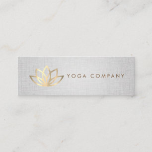 Gold Lotus Yoga Instructor Grey Mini Business Card