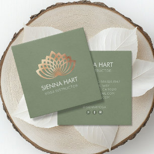 Gold Lotus Yoga Instructor Square Business Card