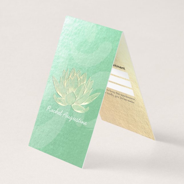 Gold Lotus Yoga Meditation Instructor Price List Business Card (Front)