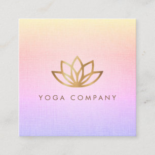 Gold Lotus Yoga Pink Purple Square Business Card