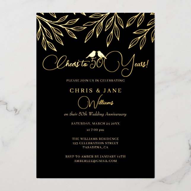 Gold Love Birds 50th Wedding Anniversary  (Front)