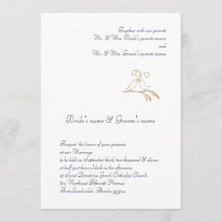 Gold Love Birds Invitation
