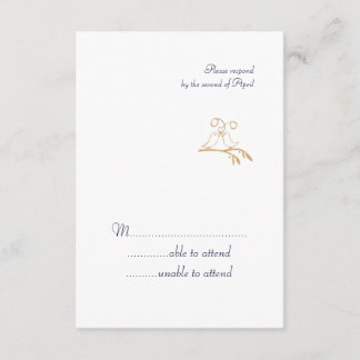 Gold Love Birds RSVP Card