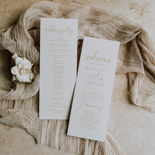 Gold Love Fancy Script Wedding Program (Creator Uploaded)