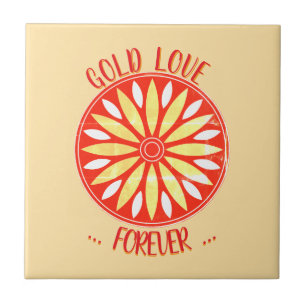 GOLD LOVE FOR VALENTINE ANNIVERSARY WEDDING CERAMIC TILE