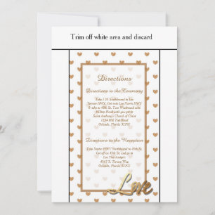 Gold Love Hearts 3.5x6 Wedding Directions Card