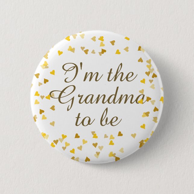 Gold Love Hearts Baby Shower / Sprinkle / Couples 6 Cm Round Badge (Front)