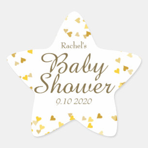 Gold Love Hearts Baby Shower / Sprinkle / Couples Star Sticker