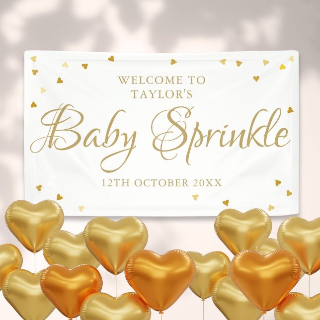 Gold Love Hearts Baby Sprinkle Shower Welcome Banner (Gold Love Hearts Baby Sprinkle Shower Welcome Banner)
