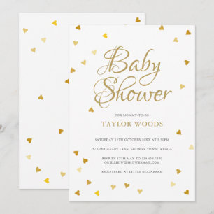 Gold Love Hearts Confetti Baby Shower / Sprinkle Invitation