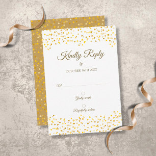 Gold Love Hearts Confetti Elegant Chic RSVP
