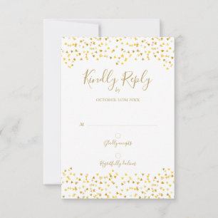 Gold Love Hearts Confetti Signature RSVP Card