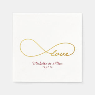 Gold Love Infinity Wedding Party Paper Napkins Set