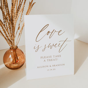 Gold Love Is Sweet Please Take A Treat Pedestal Sign