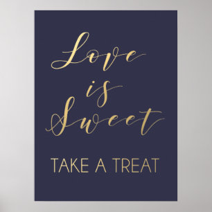 Gold Love is sweet sign   Typography elegant