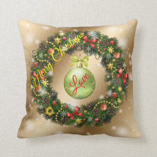 Gold Love Merry Christmas Cushion