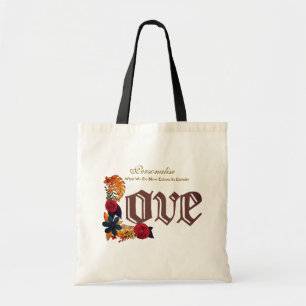 Gold Love Typography Eternity Quote Vintage Floral Tote Bag