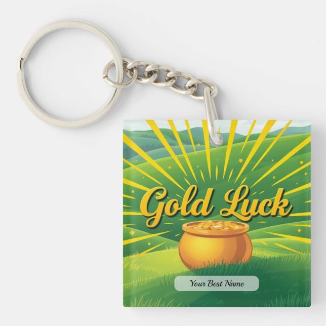Gold Luck Ray Personalize Key Ring (Front)