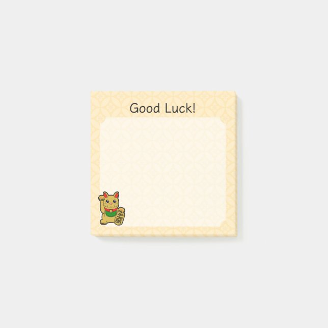 Gold Lucky Cat- Good Luck Post-it Notes (Front)