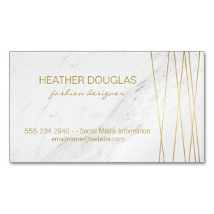 Gold Lux Modern with Marble Magnetic Business Card
