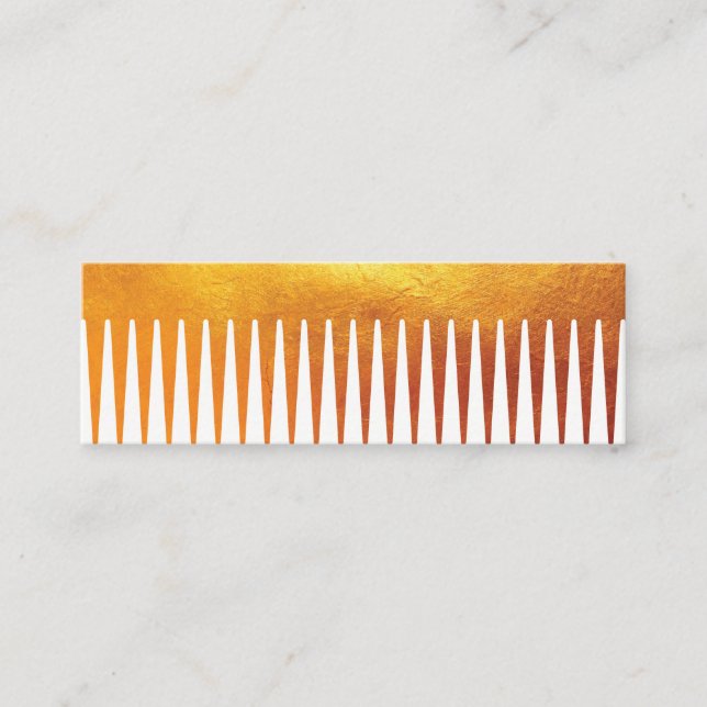 Gold Luxe Comb Hair Stylist Mini Business Card (Front)