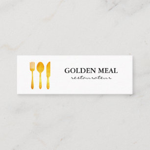 Gold Luxe Food Utensils Monogram Mini Business Card