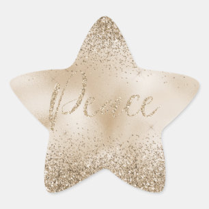 Gold Luxe Glitter Peace  Star Sticker