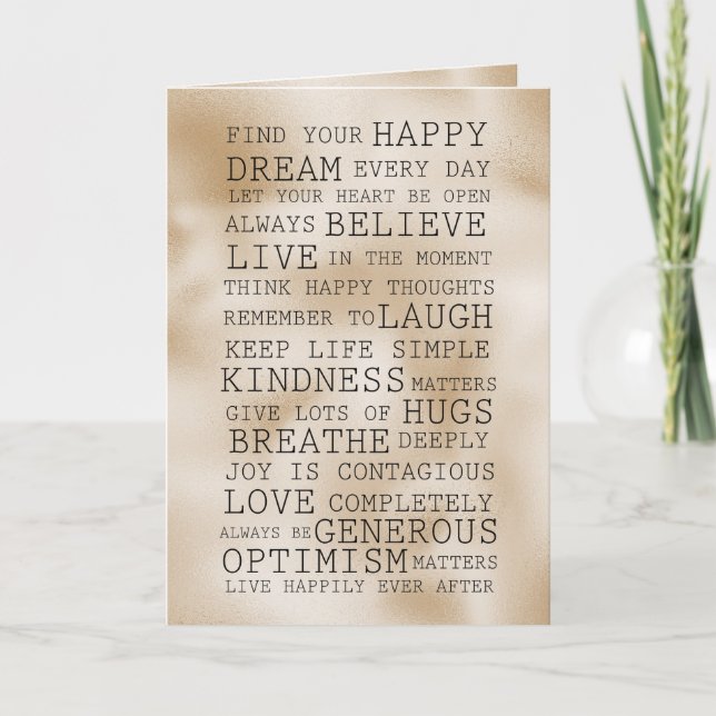 Gold Luxe Inspirational Words   Card (Front)