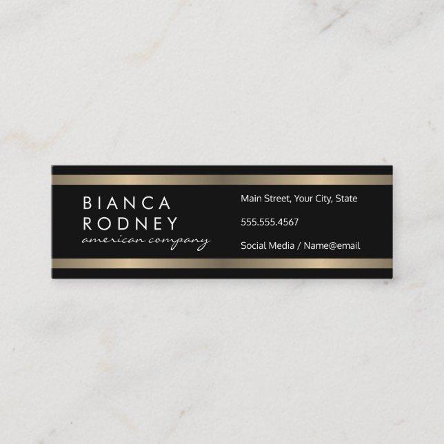 Gold Luxe Trim Mini Business Card (Front)