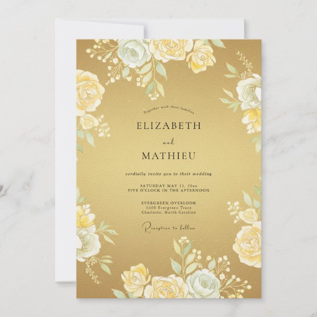 Gold Luxurious Formal Wedding Invitation (Front)