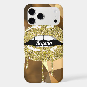 Gold Luxury Beauty Glitter Drip Dripping Lips
