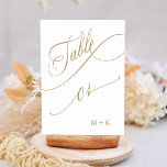 Gold Luxury Calligraphy Wedding Number 1, Table Number<br><div class="desc">Table 1. Please check all available numbers. | Luxury and elegant swirly calligraphy wedding table number with your initials.  For more advanced customisation of this design,  please click the BLUE DESIGN TOOL BUTTON above!</div>