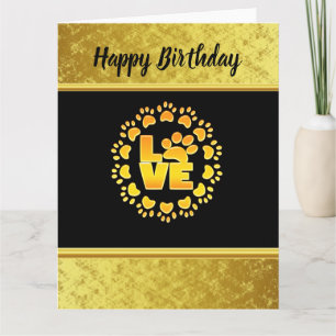 Gold luxury decoration dog paw gold foil and black card
