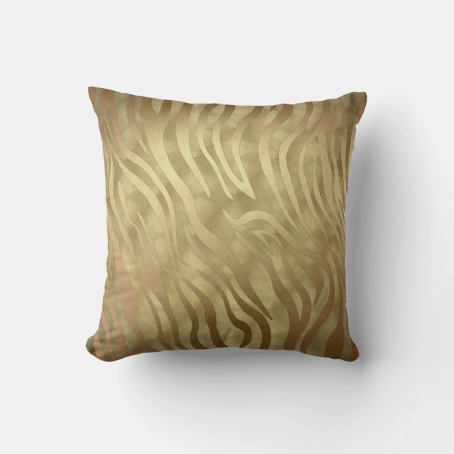 Gold Luxury Luxurious Zebra Jungle Safari Glam Cushion (Front)