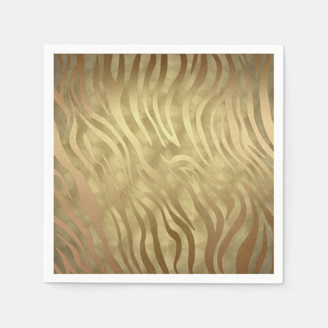 Gold Luxury Luxurious Zebra Jungle Safari Glam Napkin (Front)