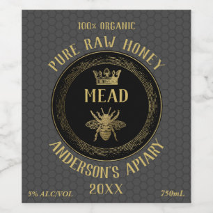 Gold luxury Mead queen bee honeycomb honey wine Wi Label