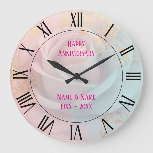 Gold Luxury Modern Blush Pink Soft Mint Collection Large Clock (Front)