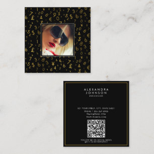 Gold Luxury Number Currency Influencer Photo Square Business Card