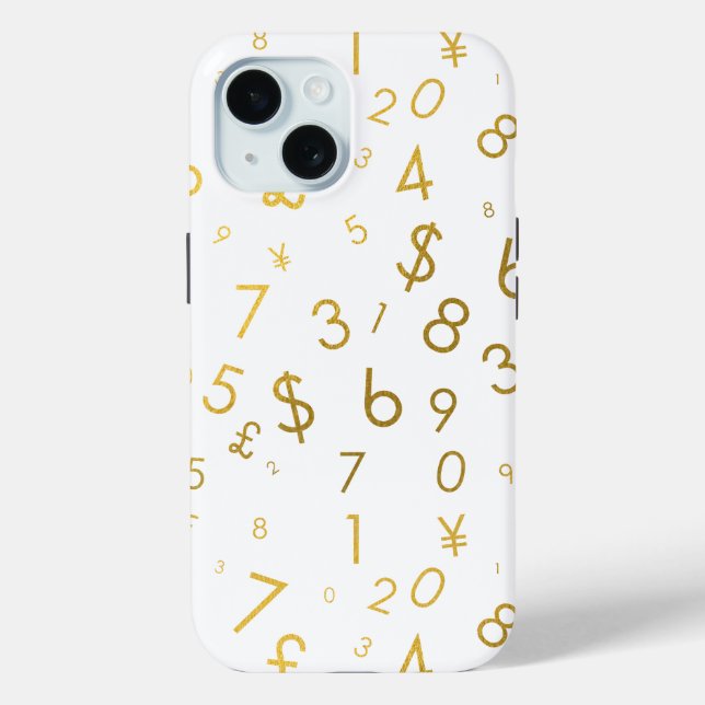 Gold Luxury Numbers & Currency Symbols Pattern Case-Mate iPhone Case (Back)