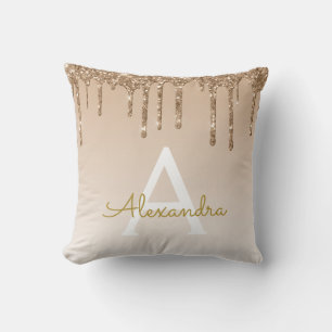 Gold Luxury Sparkle Glitter Monogram Cushion