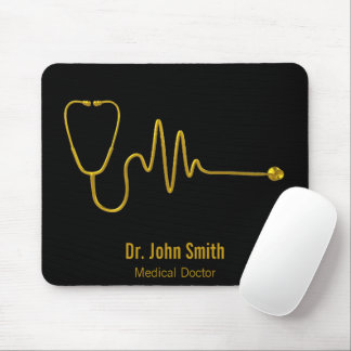 Gold Luxury Stethoscope ECG Wave EKG Line Medical Mouse Pad