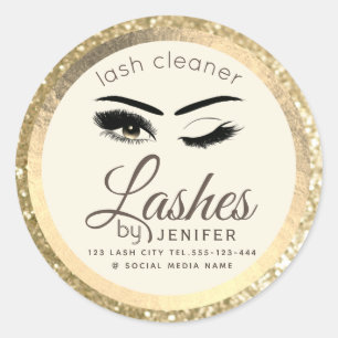 Gold luxury wink lash extension lash cleaner  classic round sticker