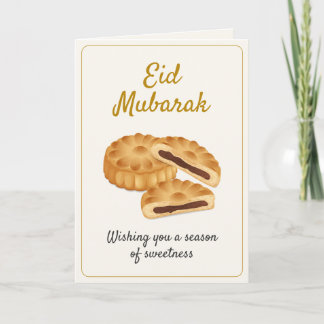 Gold Maamoul Pastry & Dates Sweet Eid Mubarak Card