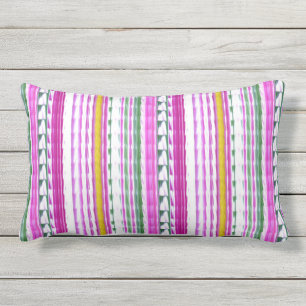 Gold, Magenta, Teal Stripe Lumbar Pillow 13" x 21"