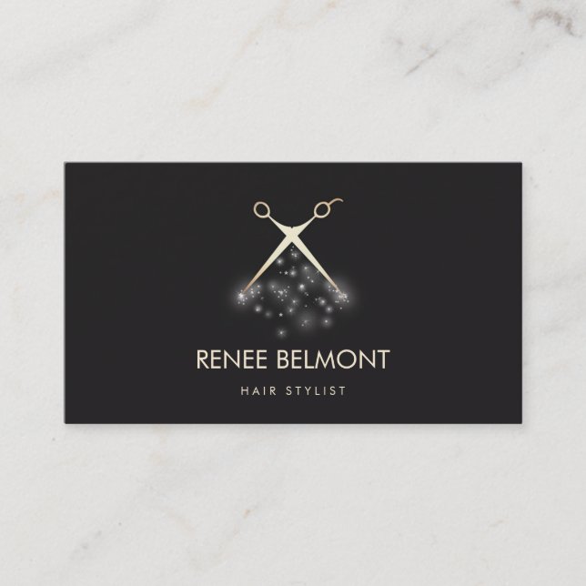 Gold Magical Clipping Shears Hair Stylist Salon Business Card (Front)