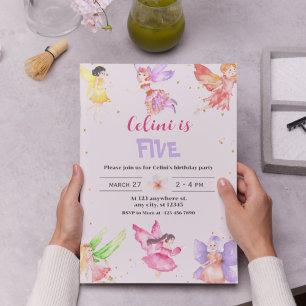 Gold Magical Fairy Birthday Invitation
